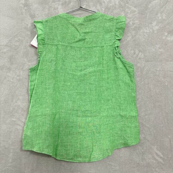 Lilly Pulitzer Briette Button Down Top Seacoast Linen Gecko Green Women’s XL - Picture 8 of 13